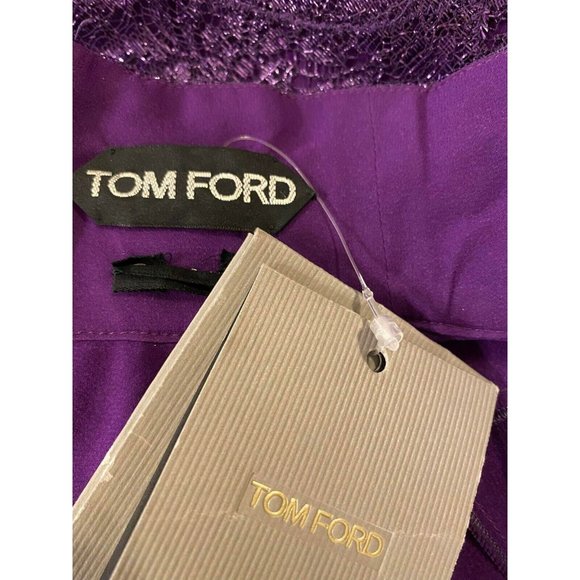 New Tom Ford Metallic Amethyst Lace Cocktail Dress 40, US 4 - Picture 6 of 8